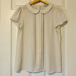 Loft Ann Taylor Polkadot Shirt Women’s Medium, White with Black polkadots